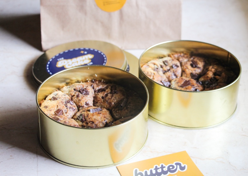 Limited Edition: Gooey-Cookie Tin - Cookies from Butter Bakery in Jaipur. A rich, indulgent cookie tin loaded with our signature 56% chocolate chunk cooki